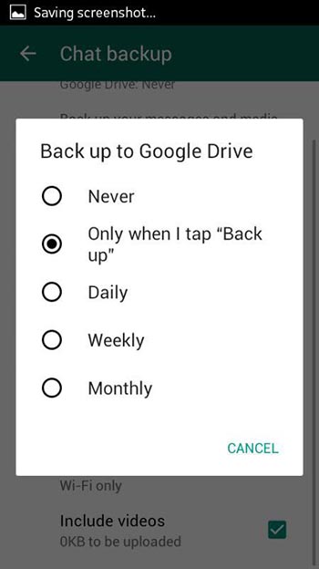 what sapp backup google drive